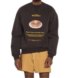 NEW Flan Labs PANCAKE CREWNECK Mens’s M chocolate brown sweatshirt New With Tags